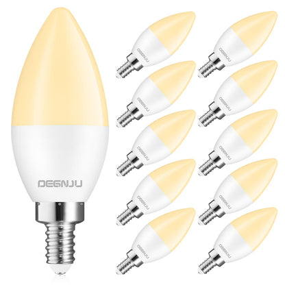 DEGNJU LED Candelabra Light Bulbs 60W Equivalent, Chandelier Light Bulbs Soft White 2700K, E12 LED Bulb, Type B Light Bulb 5.5W, Candelabra Base, 120V, B11 Candle Light Bulb, Non-Dimmable, 10 Pack
