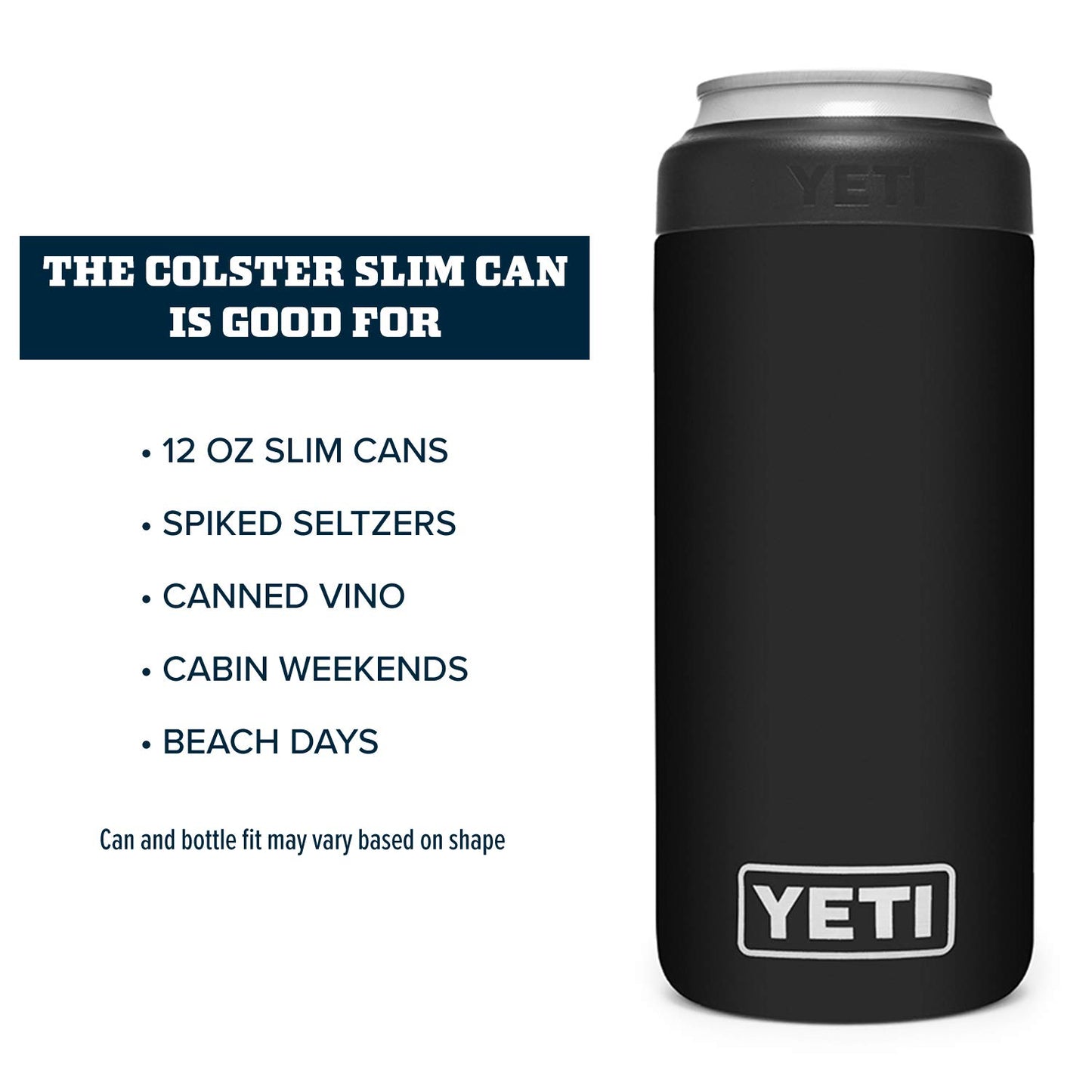 YETI Rambler 12 oz. Colster Slim Can Insulator for The Slim Hard Seltzer Cans, Black
