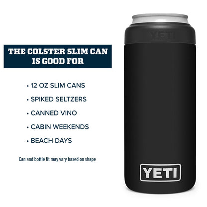 YETI Rambler 12 oz. Colster Slim Can Insulator for The Slim Hard Seltzer Cans, Black