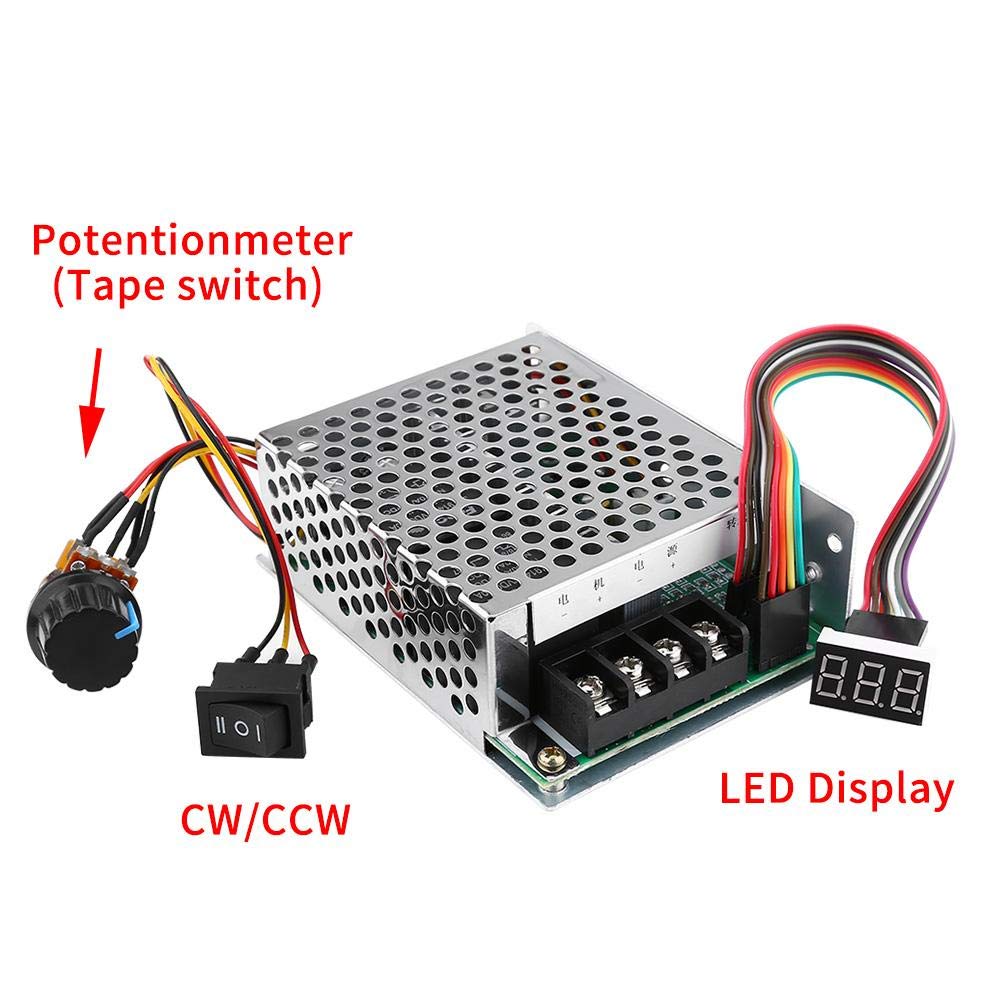 PWM DC Motor Speed Controller, DC10V-55V PWM Brushed DC Motor Controller, Adjustable DC Motor Speed Controller, CW CCW Reversible Switch with Digit Display, for DC Brush Motor