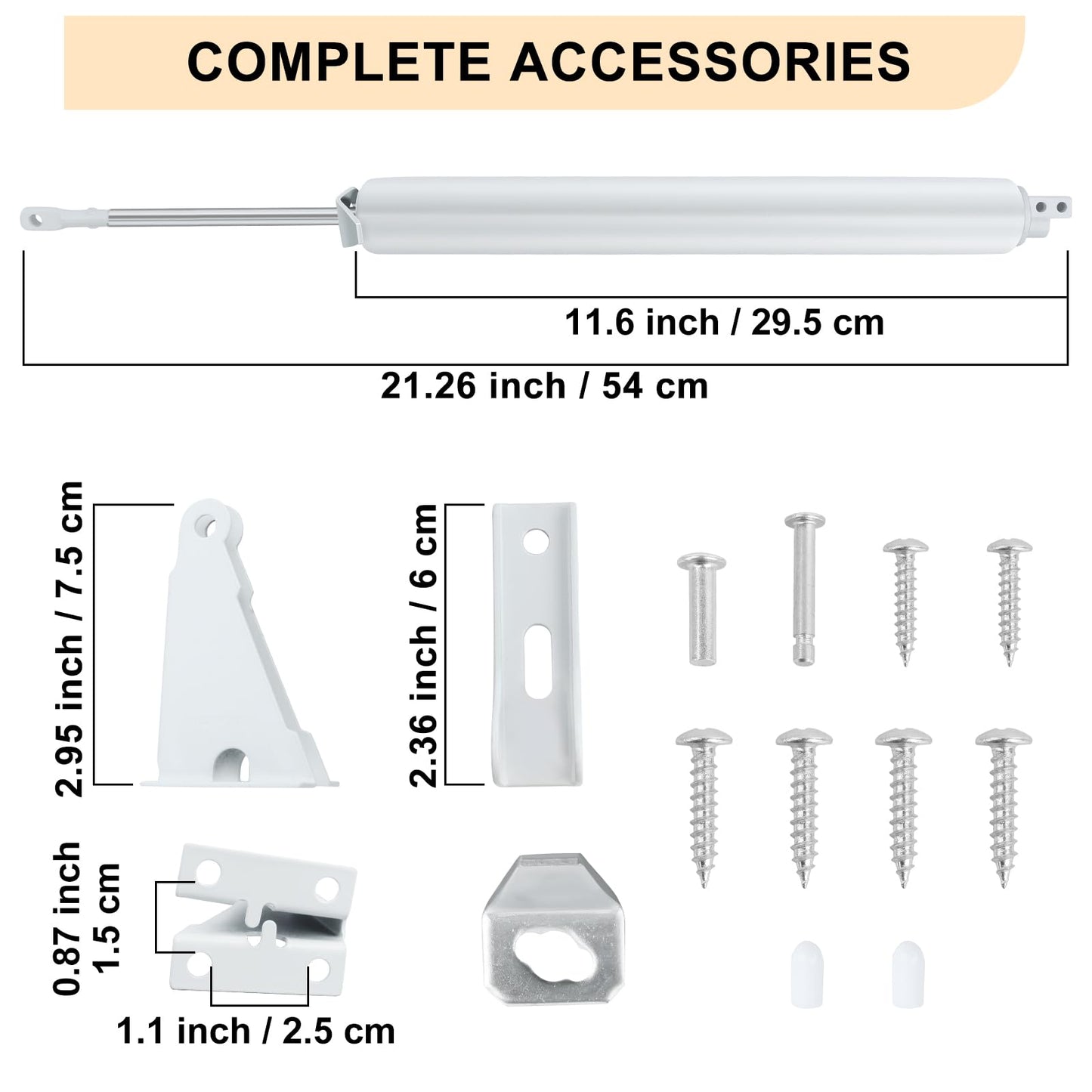 CASONNIK Storm Door Closer,White,Standard Duty Pneumatic Screen and Storm Door Closer
