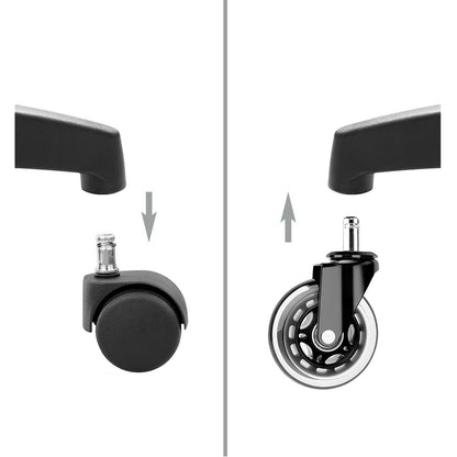 YIUBCZOQI Office Chair Wheels Casters Set of 5 - Heavy Duty Silent Rollers for Hardwood Floors & Carpet, 10x22mm FIT 1KEA,Non-Marring Black Chair Casters with Dual-Bearing Design