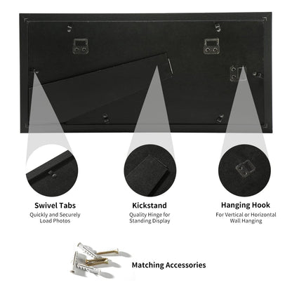 UMICAL 5x7 Picture Frames 2-Opening Collage Picture Frame Gallery Style Black Wood Matted Photo Frames with HD Plexiglass for Vertical or Horizontal Wall Mounting