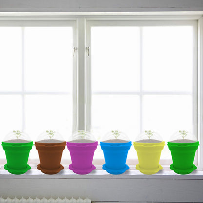 25 Packs Cupcake Plant Nursery Pots with Humidity Dome - 3" Flower Pots with with Lids & Trays - Planting Containers Cups for Indoor Outdoor Plant Succulent Display (Mixed Color)