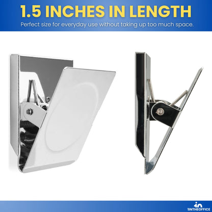 1InTheOffice Strong Magnetic Metal Clips, Heavy Duty, 2.3" Length, 4 Pack