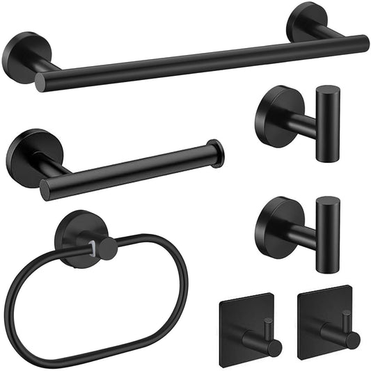 7-Piece Bathroom Accessories Set, Black Towel Rack Towel Holder Towel Bar, Towel Racks for Bathroom SUS304 Stainless Steel, Towel Holder Towel Rack Wall Mounted, Black