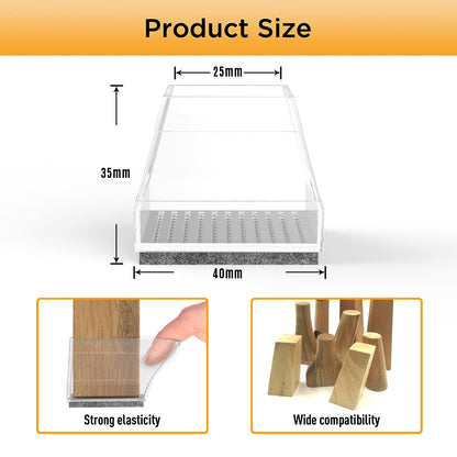 Clear Square Chair Leg Protectors Hardwood Floors, 16Pcs Silicone Furniture Legs Caps to Prevent Floor from Scratches and Reduce Noise, Easy to Move(1.5 Inch Transparent).