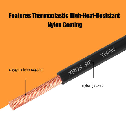 XRDS-RF THHN Wire 25FT, 12AWG Stranded Copper THHN Electrical Wire, Black Nylon-Coated Thermoplastic Insulated Cable for Indoor Conduit Wiring, 600V Rated