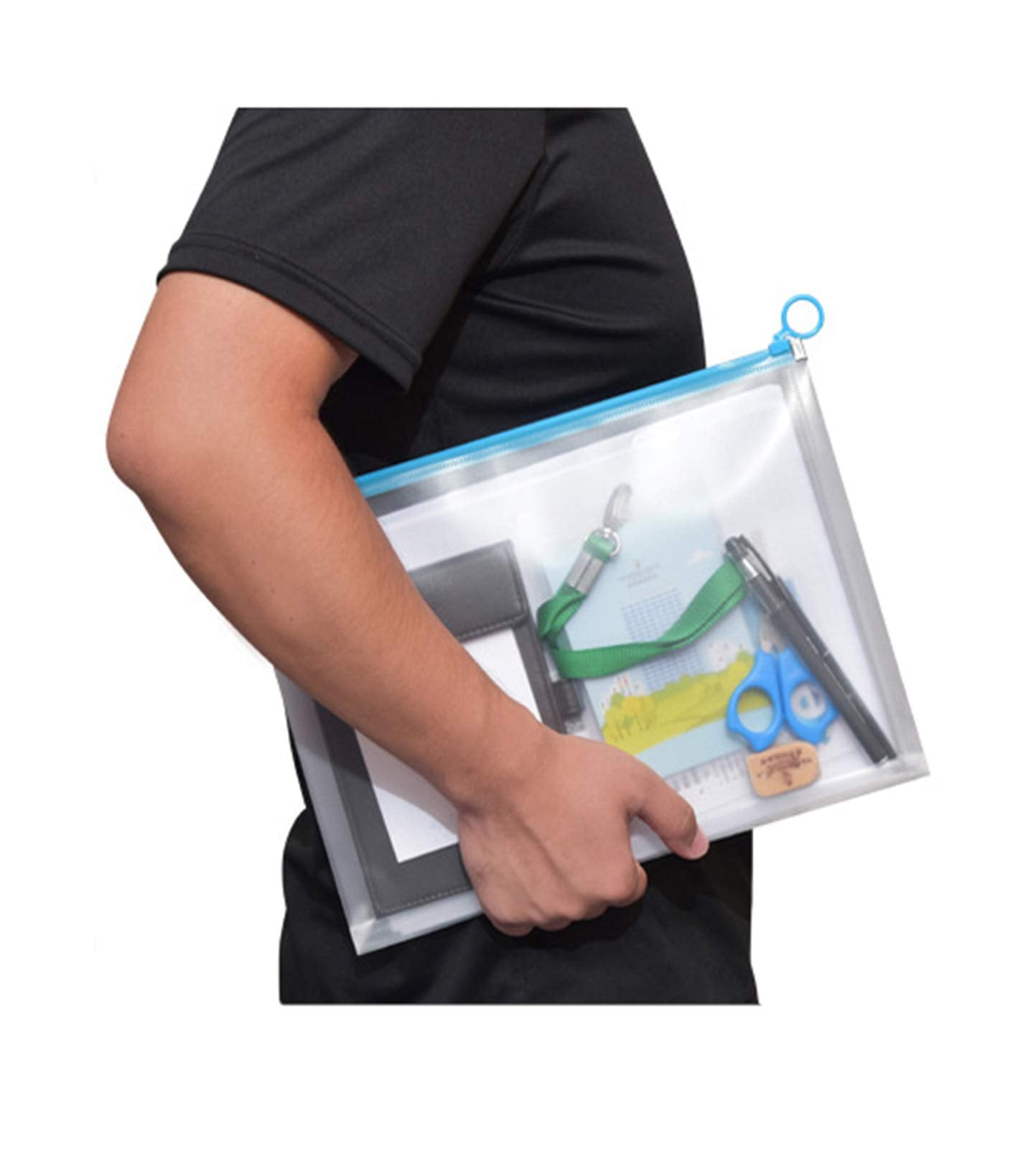YESSART 9x12 Clear Zip Plastic Envelopes File Document Paper Holder Pack of 12