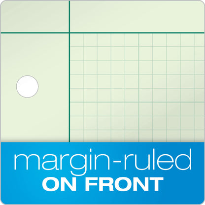 TOPS Engineering Notebooks, Graph Notebooks, 3 Pk Quad Ruled Pad, 8-1/2" x 11", Glue, 5 x 5 Graph Rule on Back, Green Tint Paper, 3-Hole Punched, 100 Sheets per Pad (35507A)