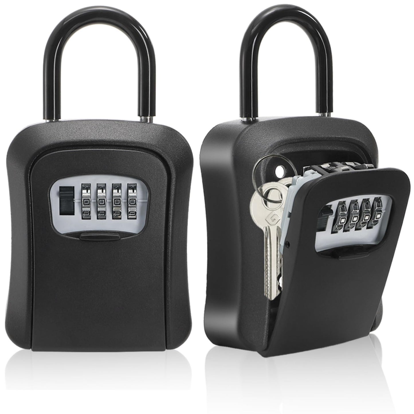 Cididu 2 Pack Key Lock Box for Outside, Wall Mount Lockbox for Keys with Code, Waterproof Key Safe Storage Box 4 Digit Combination, Portable Resettable Door Lock Box for Realtors Retail Store Garage