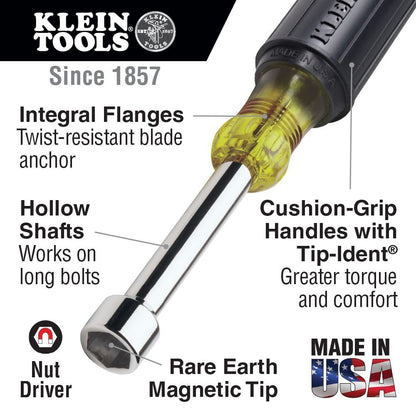 Klein Tools 630-11/32M 11/32-Inch Magnetic Tip Nut Driver, 3-Inch Hollow Shaft