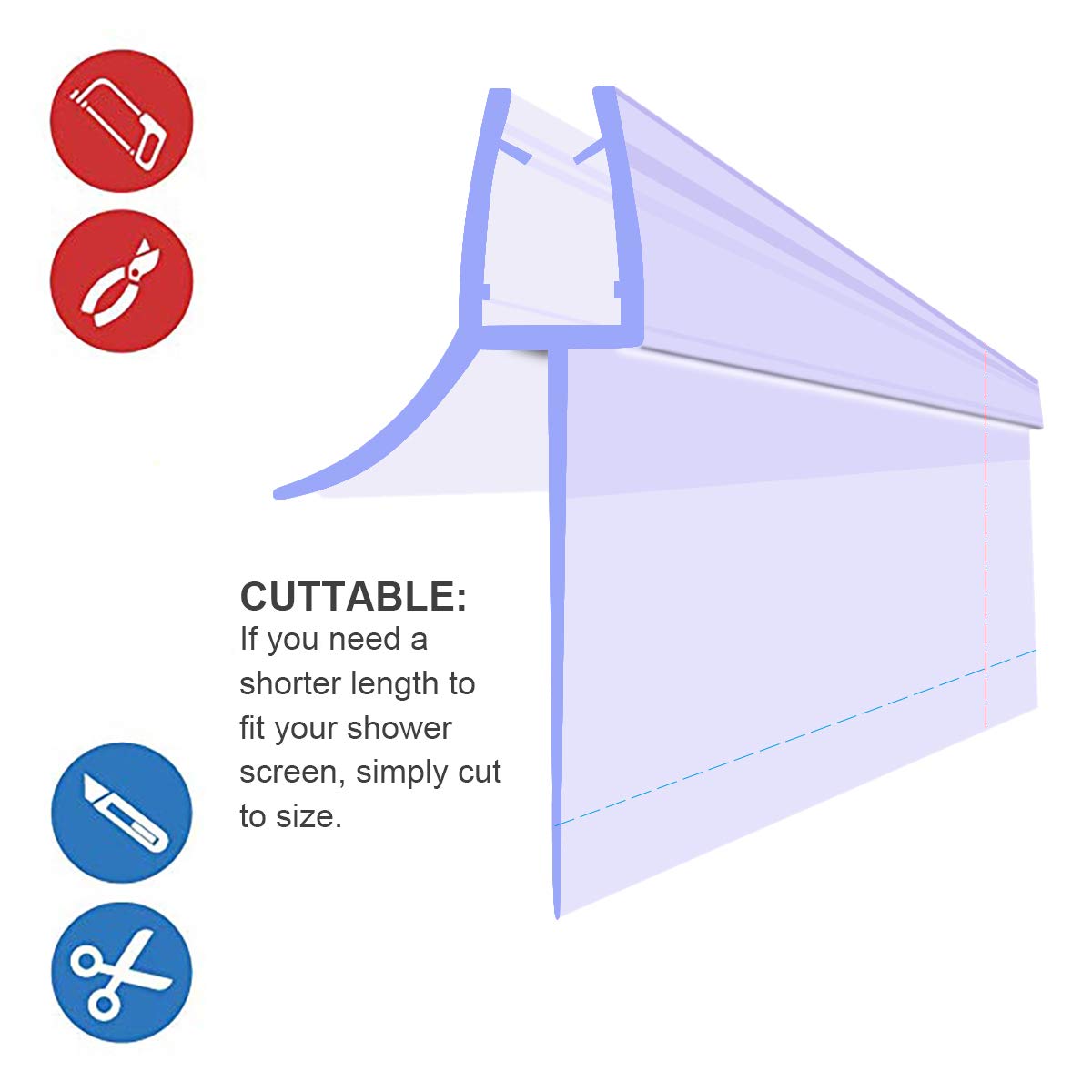 Queenbox Shower Door Waterproof Strip Sweep Bottom Seal Wipe Drip Rail Windproof 25MM Extended Water Retaining Edge