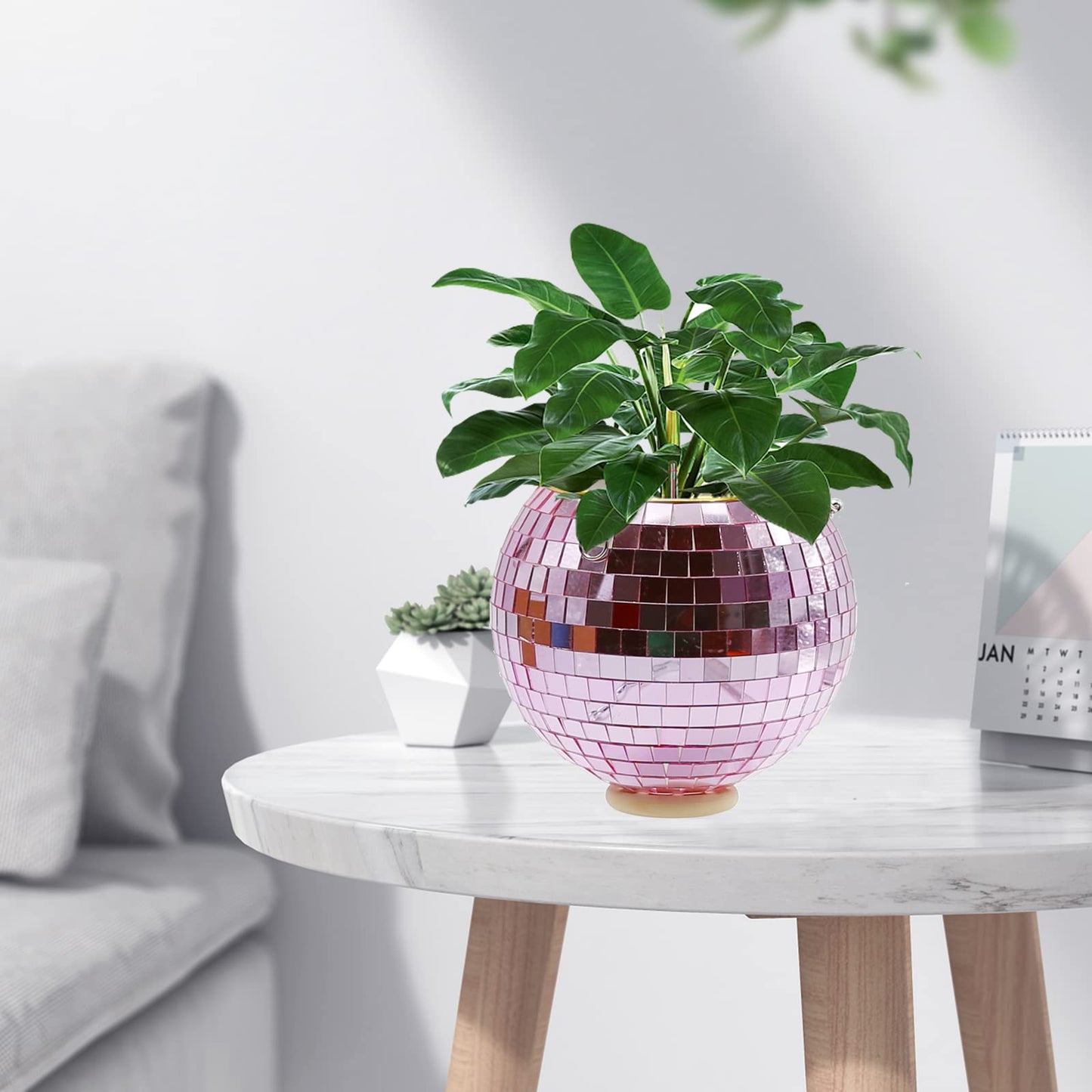 Vkinman 6 Inch Hanging Disco Ball Plant Hanger with Chain and Hook Mirror Disco Plant Holder Hanging Flower Plant Pot Home Decor