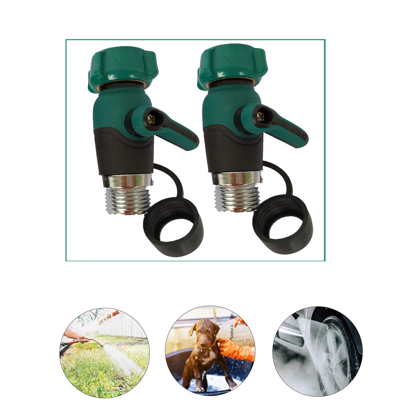2 Pack Garden Hose Shut Off Valve 1 Way, Straight Garden Hose Splitter, Heavy Duty Zinc Alloy, 3/4-Inch Faucet/Hose Connector (UYG03#)