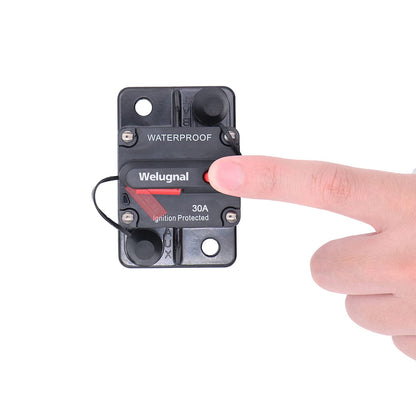 30 Amp Automotive Marine Circuit Breaker with Manual Reset Surface-Mount for Trolling Boat Motor Battery Thermal 12V-48V DC Waterproof