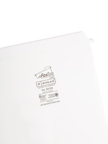 Smead Hanging File Folders, 20-Pack, Letter Size, Straight-Cut Built-in Reinforced FasTab, White, No-Insert Filing for Home Office, School and Business Document Organization