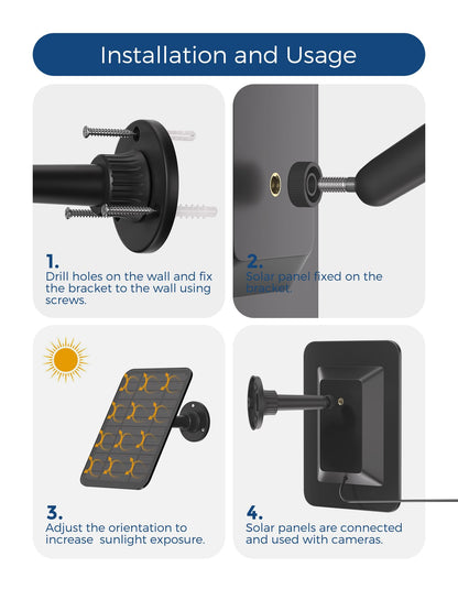 Solar Panel for Blink Outdoor 4Outdoor(3rd Gen) Outdoor 2K+Blink XT2XT3XT Camera,Built-in 5000mAh Battery,IP67 Waterproof,360° Adjustable Mount