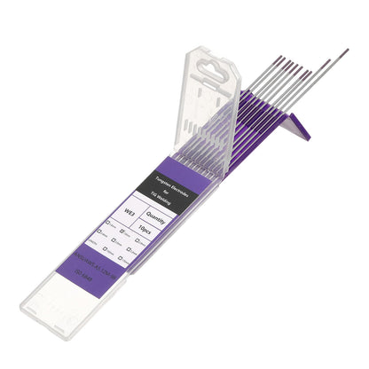 HARFINGTON 10pcs TIG Welding Tungsten Electrodes 1/16" x 7" Mixed for Stainless Steel Welding, Aluminum Magnesium Alloy Welding Aerospace Automobile Manufacturing, Purple