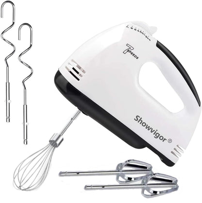 7-Speed Hand Mixer for Baking, Electric Handheld Mixer with Stainless Steel Beaters & Dough Hooks, Turbo Function Immersion Whisk for Cookie Dough (Hand Mixer)
