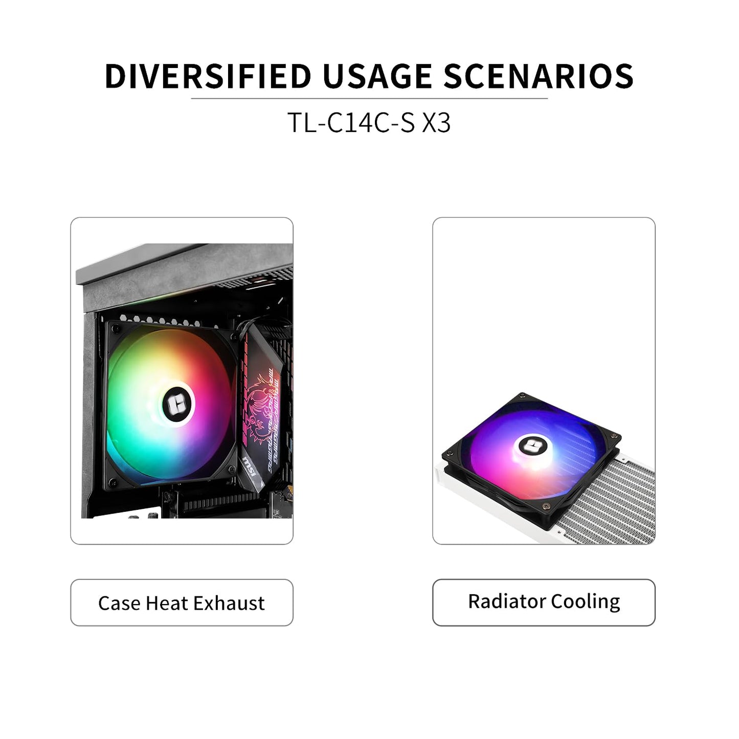 Thermalright TL-C14C-S Case Fan High Performance Cooler Fan 1500RPM,4-PIN PWM Cooling Fan with S-FDB Bearing,3 Packs CPU Fan (140mm, ARGB)