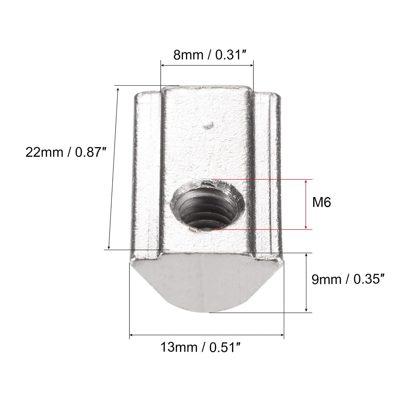 uxcell M6 T Slot Nuts Roll in Spring T-nut with Ball Carbon Steel for 4040 Series Aluminum Extrusion Profile Rail with 8mm Slot 30Pcs