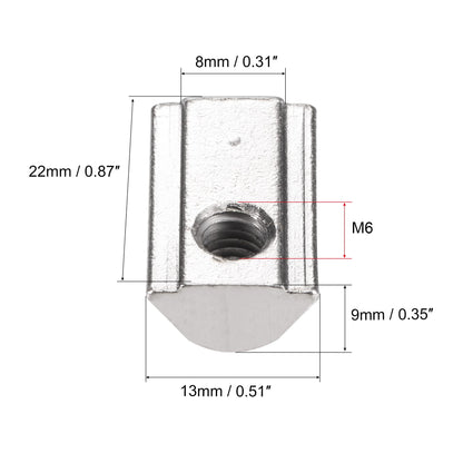 uxcell M6 T Slot Nuts Roll in Spring T-nut with Ball Carbon Steel for 4040 Series Aluminum Extrusion Profile Rail with 8mm Slot 30Pcs