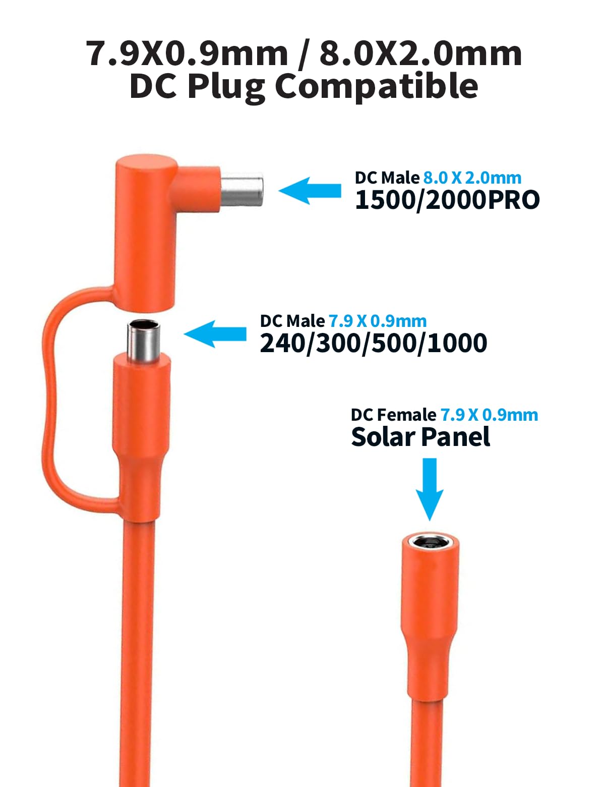 Tonton DC 8mm Extension Cable, DC7909 Solar Panel Cable with DC8020 Connector, 20Ft 6M 14AWG 8mm Male to Female Plug for BLUETTI, Aker, GZ Yeti, Jack Explorer Portable Power Station and Solar Panel