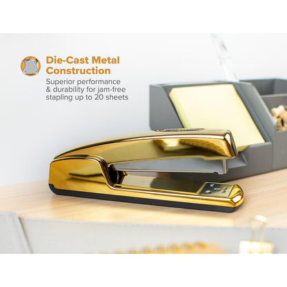Bostitch Metallic Gold Stapler, All-Metal, 20 Sheets
