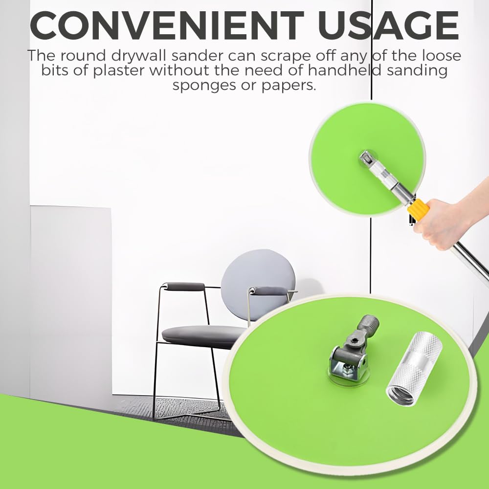 Yetaha 9 inch Drywall Pole Sander, 360 Degree Rotary Round Ceiling Radial Sander, Painting Prep Aluminum Alloy Hook and Loop Replacement, Suitable for Wall Cleaning and Polishing