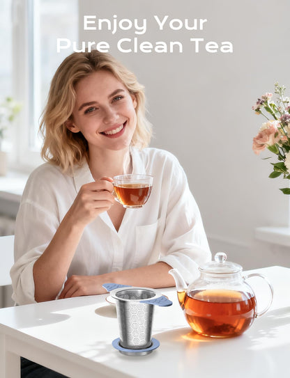 CTIANWXY 2Pcs Large Tea Infuser for Loose Leaf Tea,18/8 Stainless Steel Tea Infuser with Heat Proof Silicone Handles,Extra Fine Mesh Tea Strainers Filter Fine Tea Leaves Effectively,Fits TeaPots/Mugs