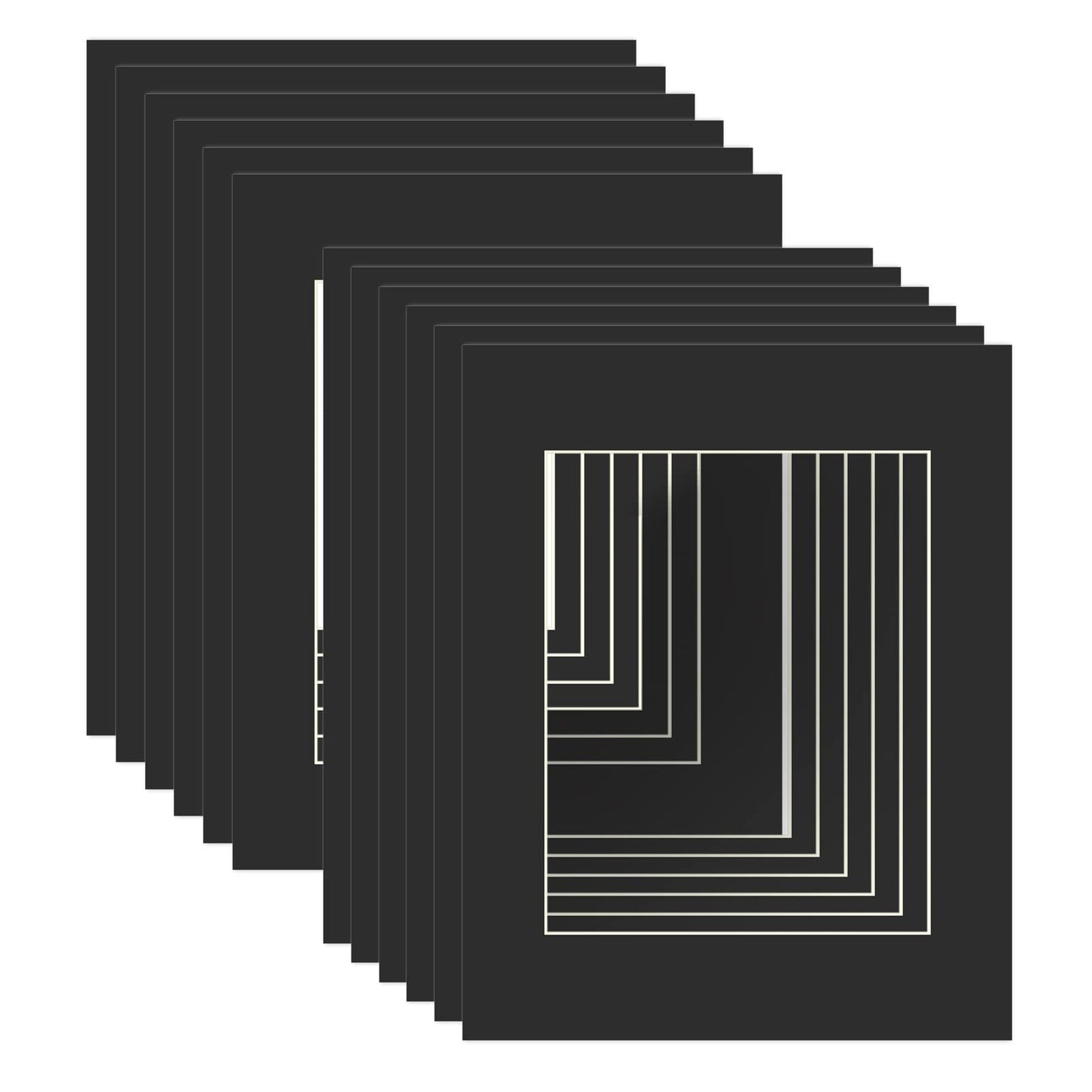 ZBEIVAN 11x14 Black Picture Mats with white Core Bevel Cut Frame Mattes for 8x10 Pictures - Pack of 12