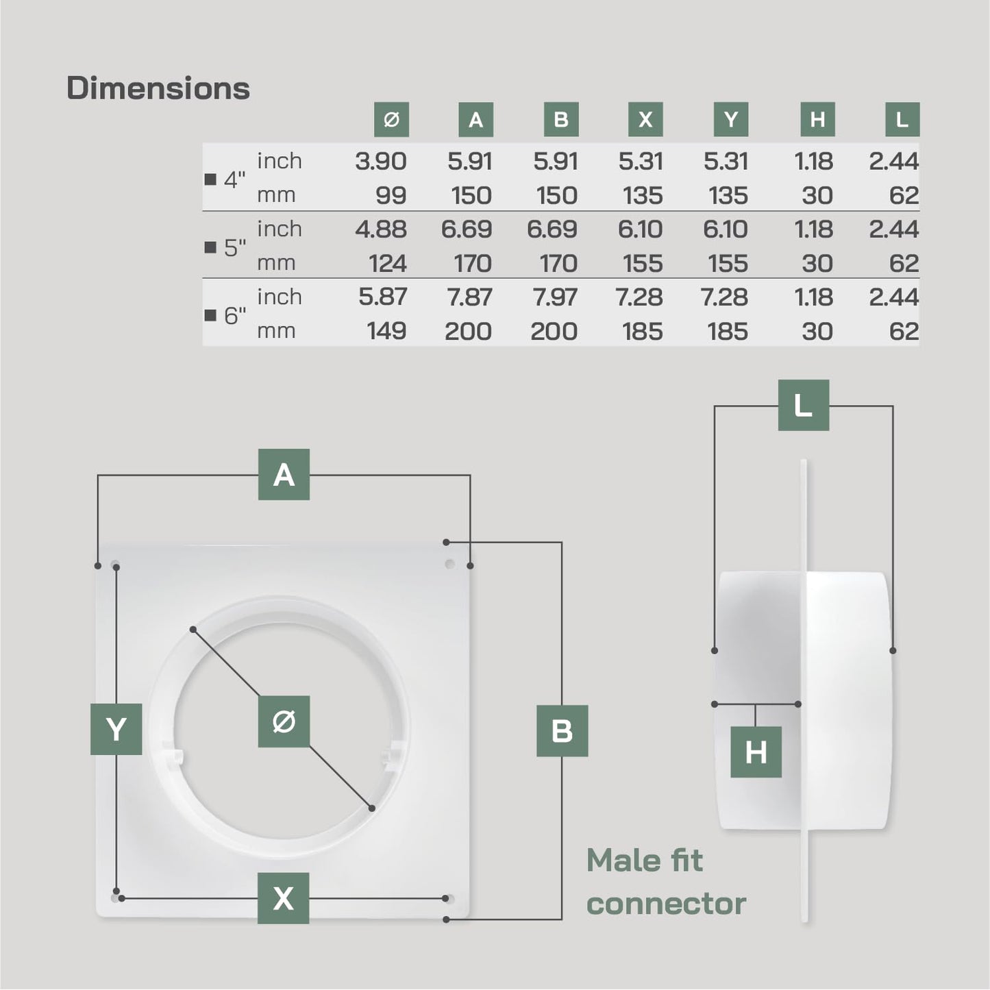Vent Systems 6" Inch / 150 mm Round Air Vent Duct Connector Flange - White Plastic Air Supply, Exhaust Ducting Pipe Connector Plate for Dryer Vent - Cooling/Heating HVAC Ventilation System Collar