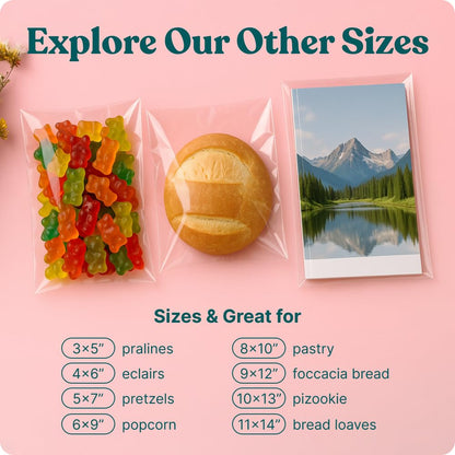 9" X 12" Self Sealing Cellophane Bags (200 Pack) - Clear Cookie Bags With Seal for Baked Goods Packaging, Cookie Wrappers, Bakery Packaging, Bake Sale, Candy, Treats, Goodies, Gifts, Party Favors