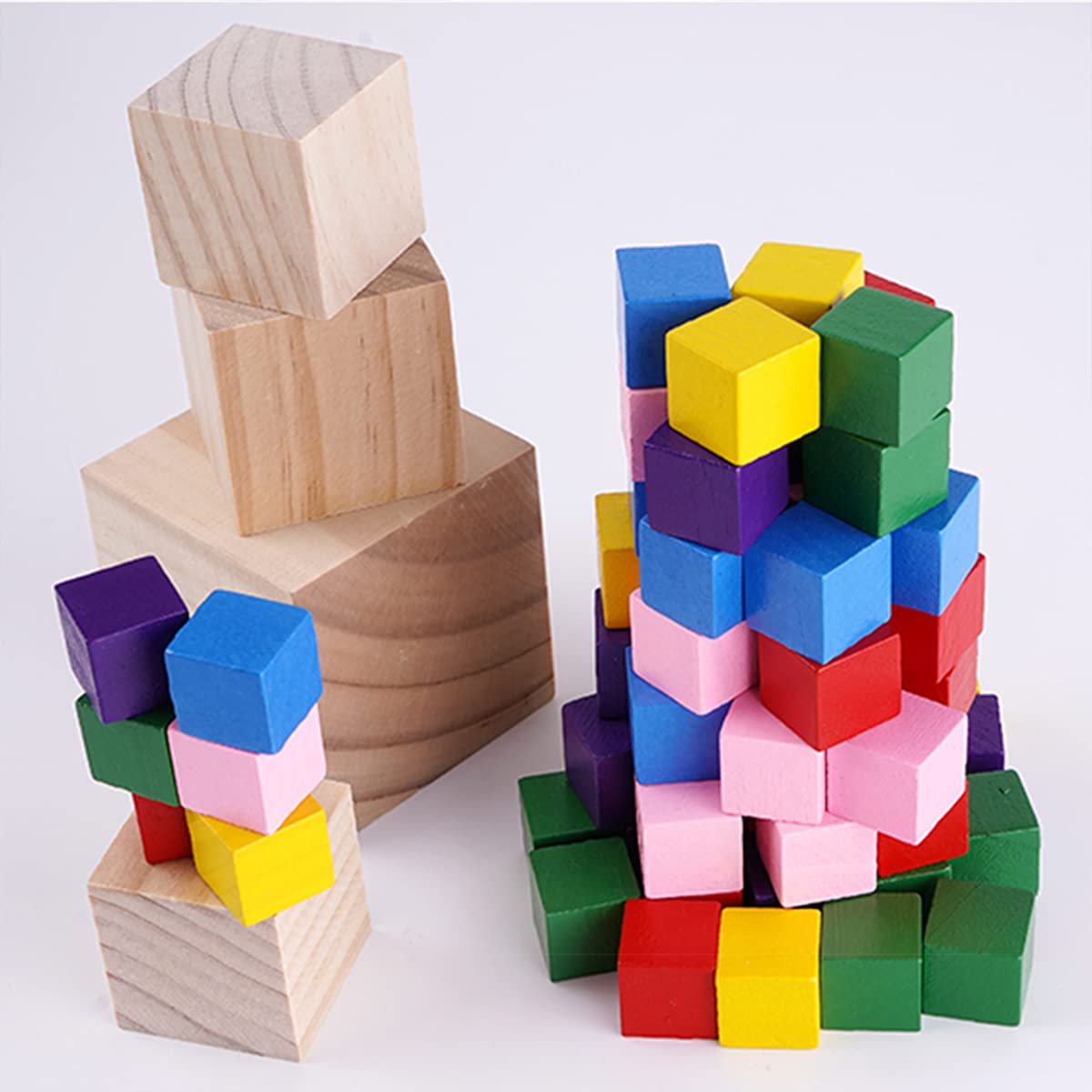 Tosnail 150 Pack 1 Inch Unfinished Wooden Cubes, Blank Wooden Blocks for Crafts Making