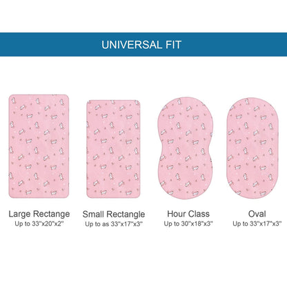 Bassinet Fitted Sheet(33" x 20"), Bassinet Sheets 4 Pack, Compatible with Most Bedside Sleeper Bassinet, Bassinet Sheets with Ultra Soft Microfiber Surface, Pink Print