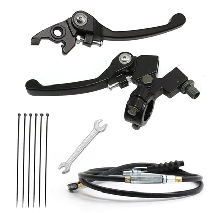 7/8 Folding Clutch Brake Lever Perch with Clutch Cable Replacement for 110/125/140/150cc SSR125 RFZ YZ Ruckus TaoTao DB17/27 Apollo DBX15/18/19 Z20 Xmotos Thumpstar Kayo Piranha Pit Dirt Bike (Black)