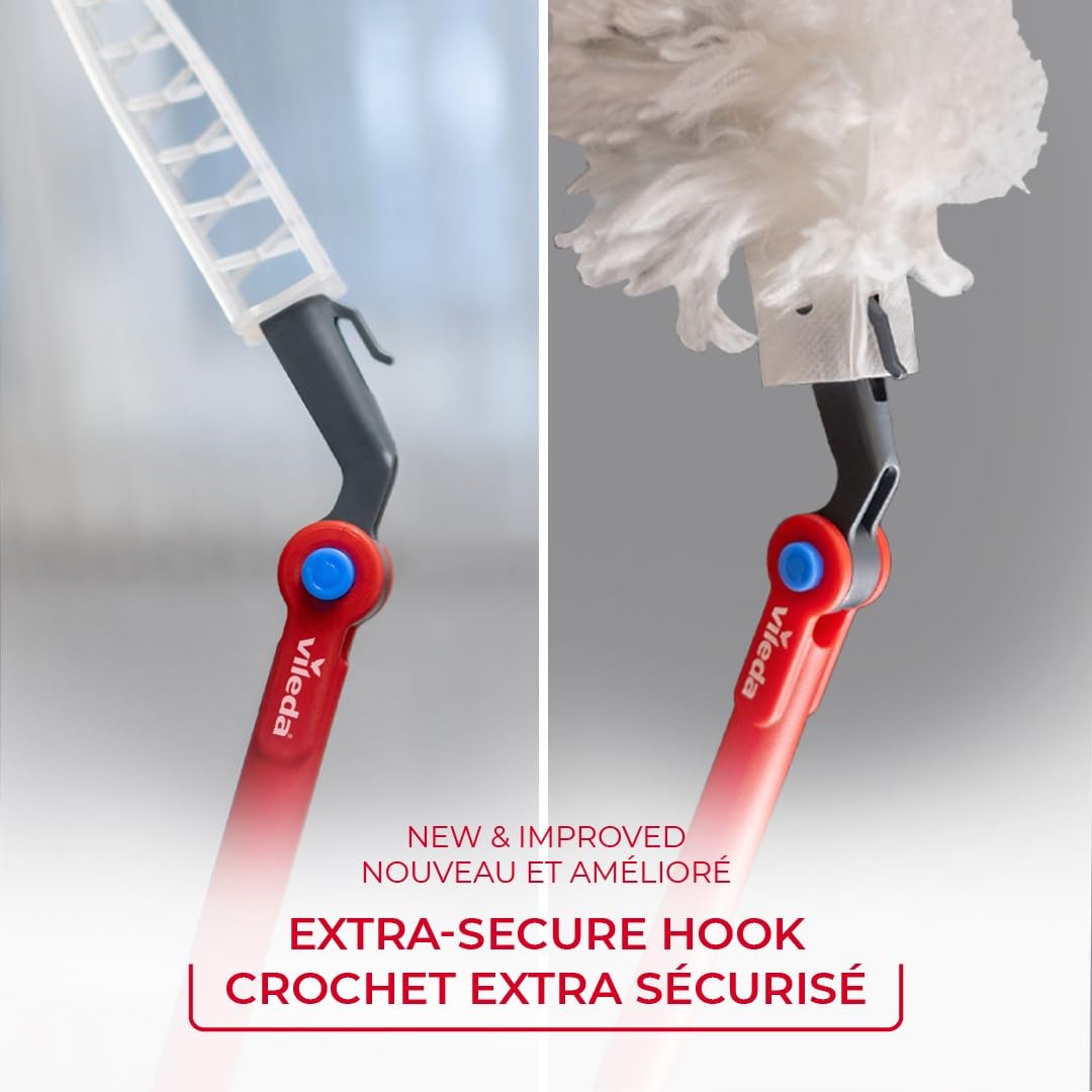 Vileda Duster | Flex & Catch Heavy Duty Dusting Kit with 15 Disposable Duster Refills | Extendable 3 Ft Handle with Secure Hook | Traps 3X More Dust Than Feather Dusters