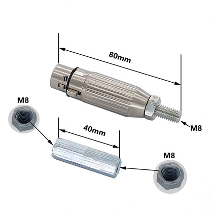 JQDML 3XLR Connector M8 Thread 10.5cm Total Length DIY End Connector for Reciprocating Linear Actuator
