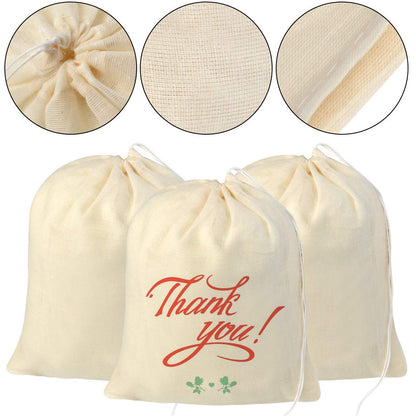 100pcs Cotton Drawstring Bags, Reusable Muslin Bag Natural Cotton Bags with Drawstring Produce Bags Bulk Gift Bag Jewelry Pouch for Party Wedding Home Storage, Natural Color (6 x 7.9 inches)