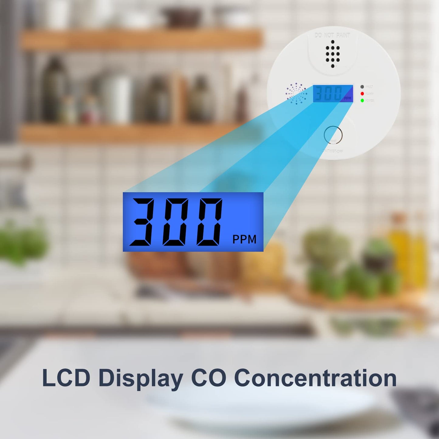 Carbon Monoxide Alarm, Digital Display CO Detector Security CO Monoxide for Home Kitchen Bedroom Safety Battery Powered (Battery not Included),Comply with CSA 6.19 (1 Pack)