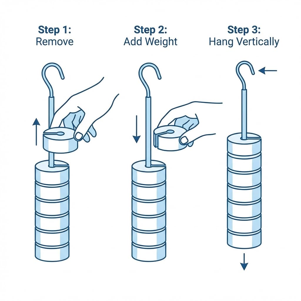 QWORK Lab Slotted Mass Set, Chromium-Plated Metal Slotted Weights, One Set - Total 1000g - Includes 9 Weights (100g Each) & One Hanger (100g)