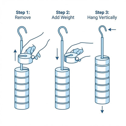 QWORK Lab Slotted Mass Set, Chromium-Plated Metal Slotted Weights, One Set - Total 1000g - Includes 9 Weights (100g Each) & One Hanger (100g)