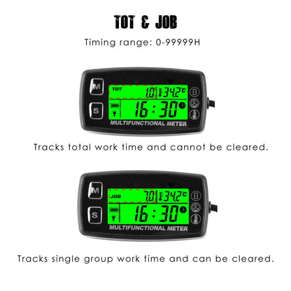 Taikemeti Digital Tachometer Temperature Outdoor Small Engine,Waterproof Digital Thermometer, Maintenance Reminder, Battery Replaceable,Design for Car Lawn Mower ATV. (TS002-1)
