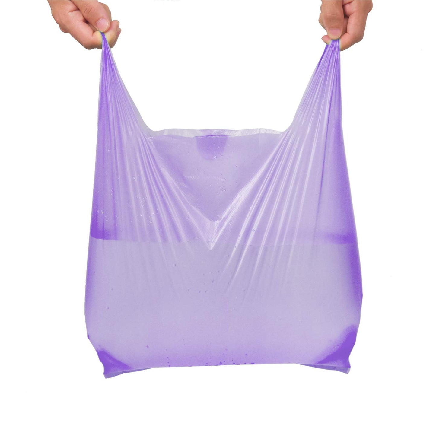 T Shirt Bags Plastic Grocery Bags with Handles in Bulk for Shopping and Restaurant, Bolsas De Plastico para Negocio, 12 x 20 Inch (Purple 200 Pcs)