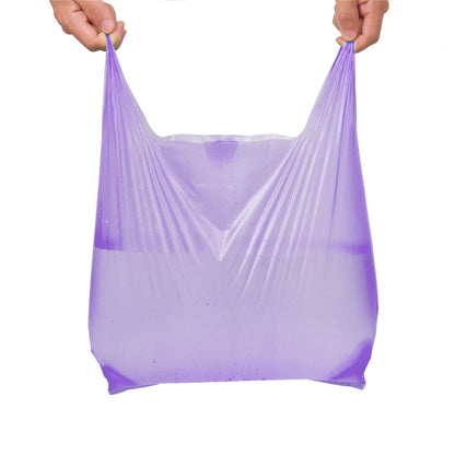 T Shirt Bags Plastic Grocery Bags with Handles in Bulk for Shopping and Restaurant, Bolsas De Plastico para Negocio, 12 x 20 Inch (Purple 200 Pcs)