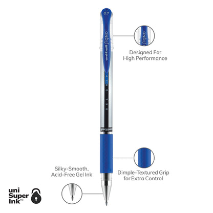 uni-ball Gel Grip Stick Medium Point Gel Pens, 12 Blue Ink Pens(65451)