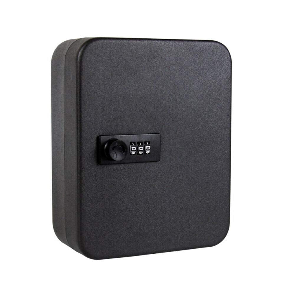 VebaCidi Key Cabinet Steel with 20 Key Tags, Security Lock Box with Combination Lock, Wall Mounted Black Key Safe (20 Keys)