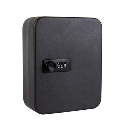VebaCidi Key Cabinet Steel with 20 Key Tags, Security Lock Box with Combination Lock, Wall Mounted Black Key Safe (20 Keys)