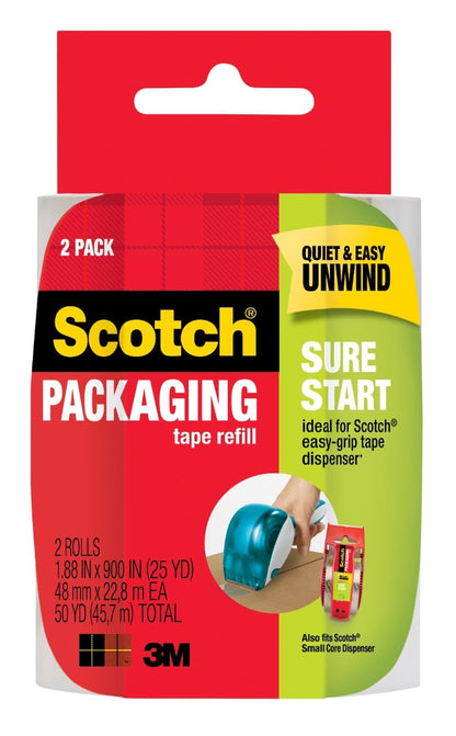 Scotch Packaging Tape Refill, 1.88 x 900 Inches, Clear, 2 Pack (DP-1000-RR-2)